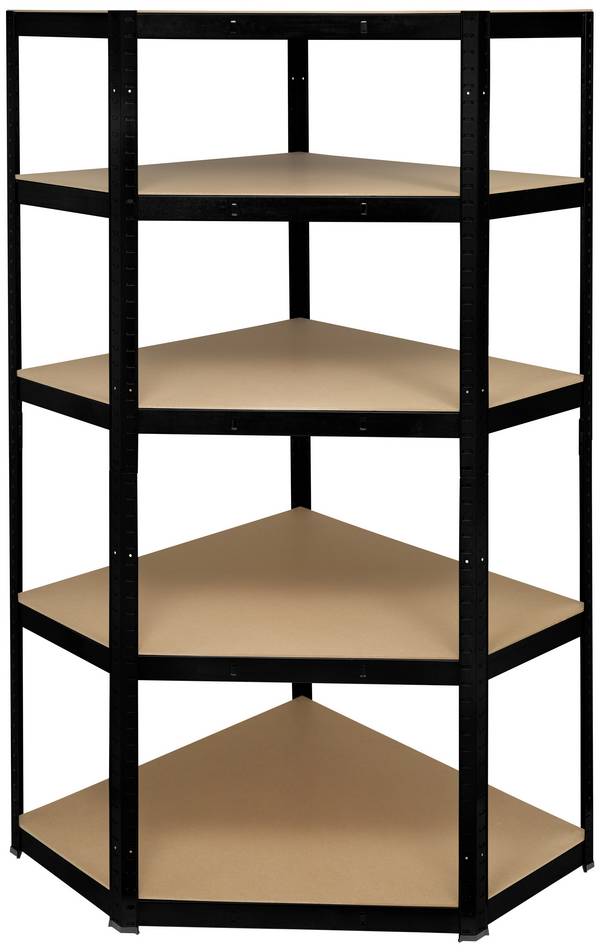 TOOLCRAFT TO-8701224 Lagerregal-Eckmodul 175 kg (B x H x T) 70 x 1.8 x 70 cm Metall (pulverbeschichtet), MDF galvanisch verzinkt Schwarz (matt) Metallboden