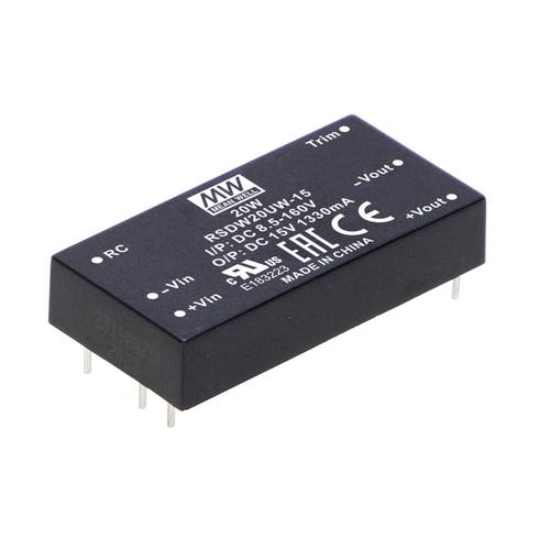 Thumbnail - MEAN WELL RSDW20UW-12 DC/DC-Wandler, Print 1.67 A 20 W Anzahl Ausgänge: 1 x Inhalt 1 St.