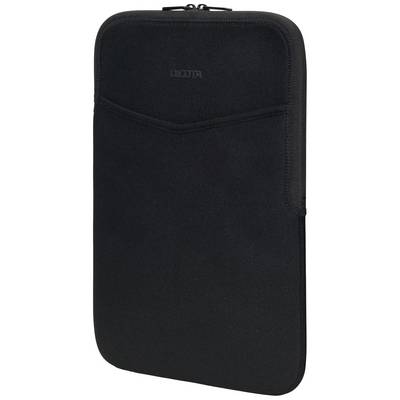 Eine schwarze, schlanke Laptop-Hülle aus Stoff mit Reißverschluss oben. Sie bietet Schutz für Laptops und hat ein dezentes Design.