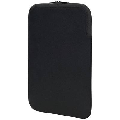 Schwarze Schutzhülle aus Neopren, geeignet für Tablet oder Laptop, mit Reißverschluss oben. Minimalistisches, schlichtes Design.