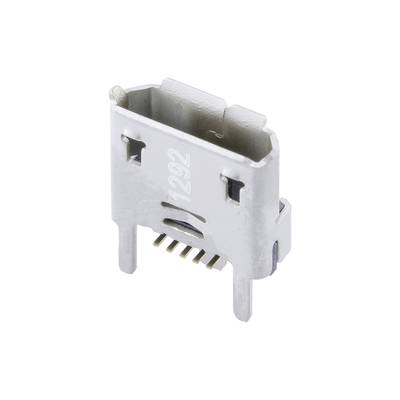 Metallisches Micro-USB-Buchse mit mehreren Pins, typischerweise verwendet in elektronischen Geräten für Datenübertragung und Aufladen.