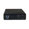 Externe Festplattenvorderseite mit USB 3.0-Anschluss, Ein/Aus-Schalter und DC 12V/2A-Anschluss.