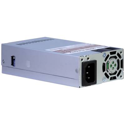 Ein rechteckiges, graues Computernetzteil mit Lüfter und Anschlussbuchse an einer Seite. Essenziell für die Stromversorgung eines Computers.