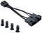 'Y-Kabel mit zwei 4-poligen Anschlüssen für Lüfter und vier schwarzen Schrauben zur Befestigung'