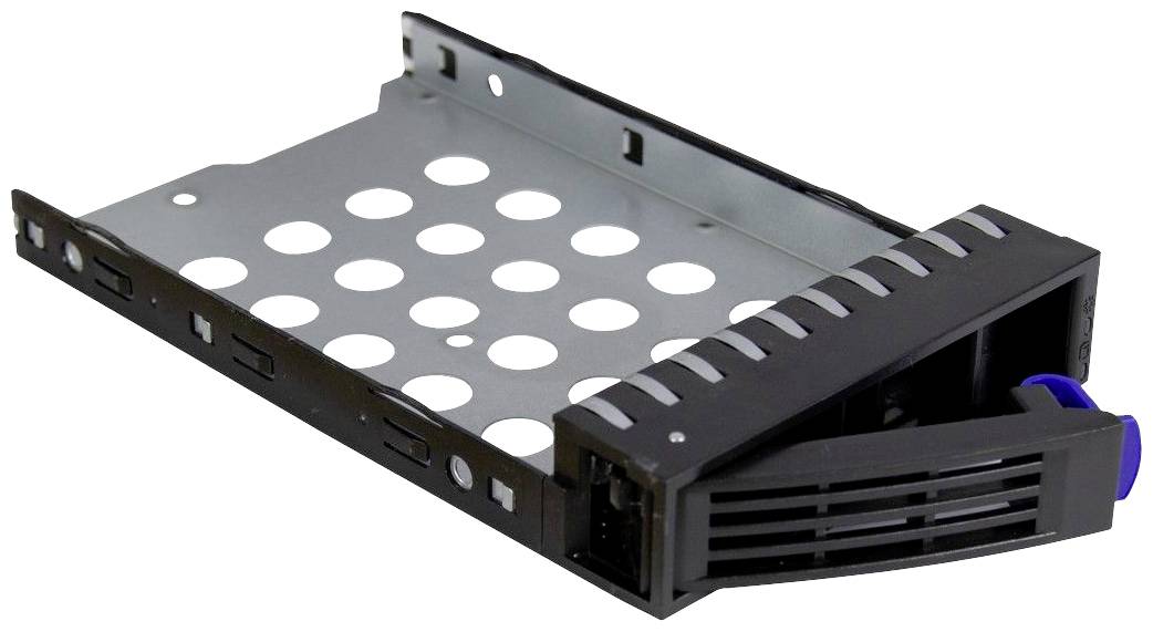 Festplattenwechselrahmen aus Metall und Kunststoff mit Löchern zur Luftzirkulation. Geeignet für Hot-Swap-Laufwerke in Servern.