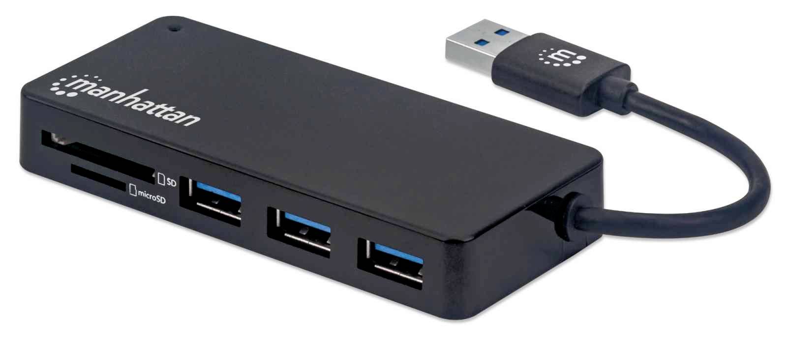 IC INTRACOM Manhattan 3-Port USB 3.2 Gen 1 Hub A-St./ 3xA & Card Reader