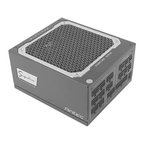 'Antec Netzteil mit modularen Anschlüssen und schwarzem Gitterdesign, geeignet für Computergehäuse.'