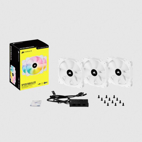 CORSAIR iCUE SP120 RGB ELITE - Gehäuselüfter - 120 mm - weiß (Packung mit 3)-10