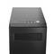 Schwarzer Computer-Tower mit USB-Anschlüssen und einem Startknopf auf der Vorderseite.