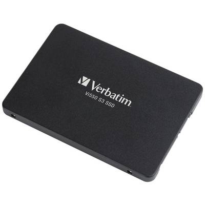 Externe SSD-Festplatte von Verbatim, Modell Vi550 S3. Schwarz, rechteckig, geeignet für Datenspeicherung und schnelles Lesen.