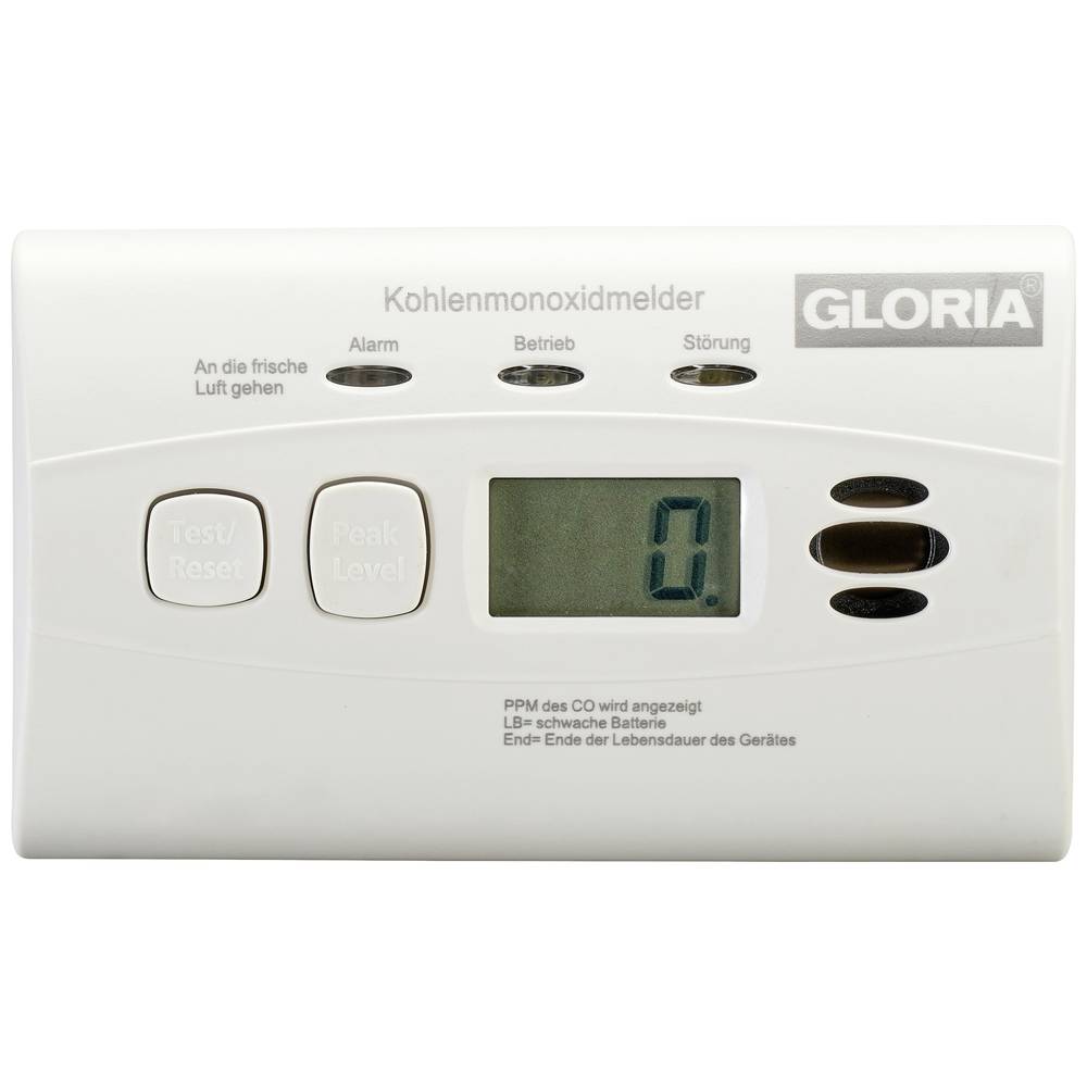 Gloria KO10D Koolmonoxidemelder Incl. batterij (10 jaar) werkt op batterijen Detectie van Koolmonoxi