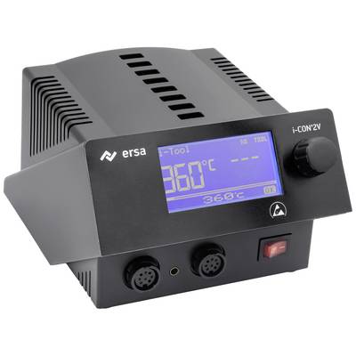 Lötstation mit digitalem Display zeigt '360°C'. Modell 'i-CON2V' von Ersa. Steuerknöpfe und Lüftungsschlitze sichtbar.