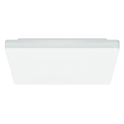 Ein minimalistischer, flacher, rechteckiger weißer Deckenstrahler, der eine moderne Beleuchtungslösung darstellt.