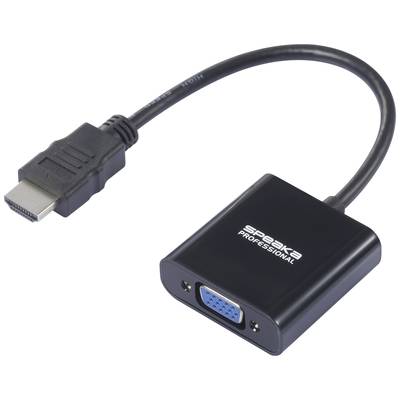 Schwarzer HDMI-zu-VGA-Adapter mit Aufschrift 'seeka Professional', zeigt die Anschlüsse für HDMI (links) und VGA (rechts).