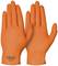 Zwei leuchtend orange Arbeitshandschuhe aus Gummi mit strukturierter Oberfläche. Auf einem Handschuh steht 'VIGOR V636-L'.