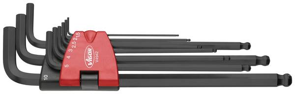 Vigor  Innen-Sechskant Winkelschraubendreher-Set 1.5 mm, 2 mm, 2.5 mm, 3 mm, 4 mm, 5 mm, 6 mm, 8 mm, 10 mm   9teilig