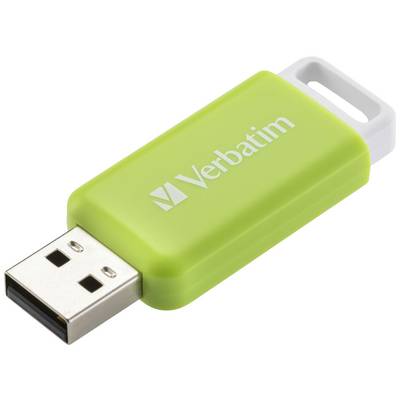 Ein grüner USB-Stick mit der Aufschrift 'Verbatim'.