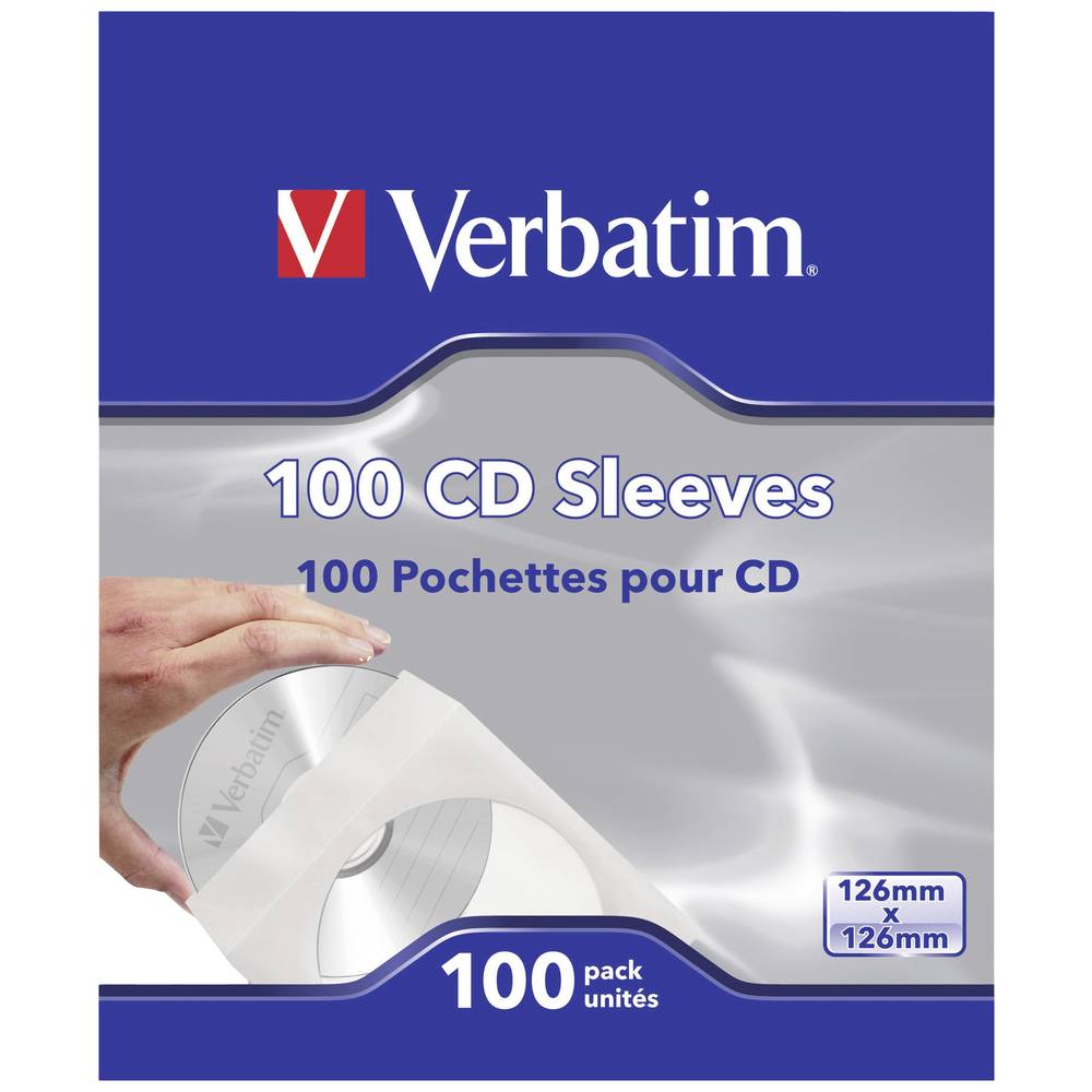 Verbatim 49976 CD-hoes 1 CD/DVD/Blu-Ray Wit Papier 100 stuk(s)