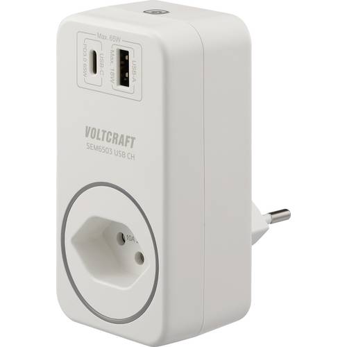 VOLTCRAFT SEM6503 CH Energiekosten-Messgerät USB-Schnittstelle, inkl. Funksteckdose, Datenexport, Datenloggerfunktion, K...