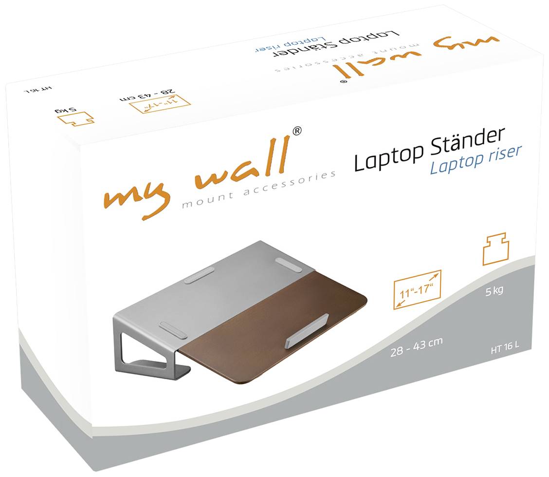 Verpackung eines Laptop-Ständers, geeignet für Laptops von 11 bis 17 Zoll, mit einem Gewicht von 5 kg, Modell HT 16 L.