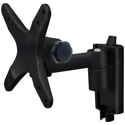 Schwenkbare Monitorhalterung aus schwarzem Metall, geeignet für die Anbringung von Bildschirmen an der Wand, mit verstellbarem Arm.