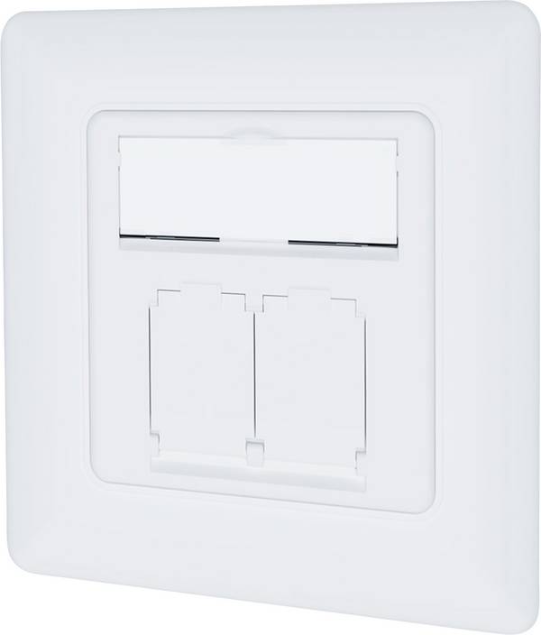 Digitus DN-9010/8-2 Netzwerkdose Unterputz Einsatz mit Zentralplatte und Rahmen CAT 6a  Weiß