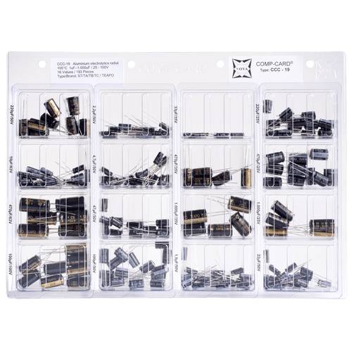 NOVA CCC-19 Elektrolyt-Kondensator Sortiment radial bedrahtet 25 V, 35 V, 50 V, 63 V, 100 V 20 % 193 Teile