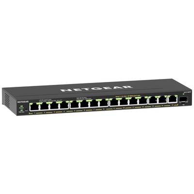 Netzwerk-Switch von Netgear mit 16 Ethernet-Ports, alle Ports sind funktionsbereit. Gerät zum Verbinden mehrerer Netzwerkgeräte.