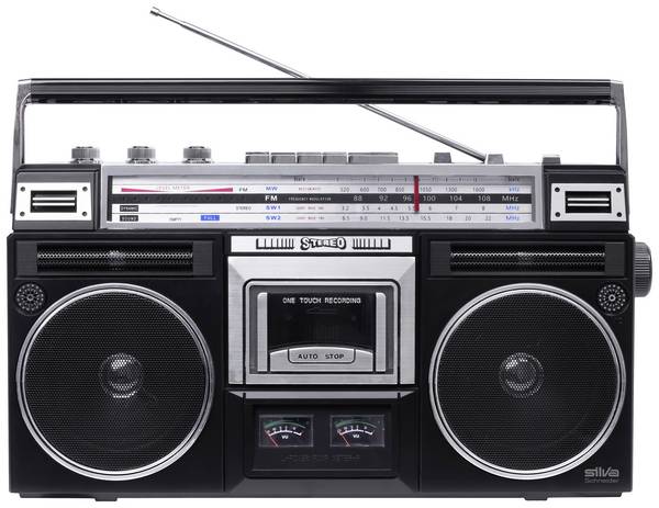 Silva Schneider PCR 1980 Kassettenradio UKW, MW, KW Kassette, Bluetooth®, USB, UKW, MW, KW  Aufnahmefunktion, Inkl. Mikrofon Schwarz