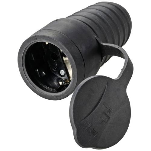 Sygonix SY-5806882 Schutzkontaktkupplung Gummi 250 V/AC Schwarz IP44