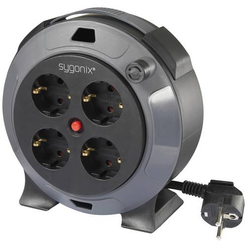 Sygonix SY-5806896 Kabeltrommel 5 m Schwarz Schutzkontakt-Stecker