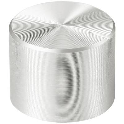 Zylindrischer Metallknauf mit feiner, kreisförmiger Riffelstruktur.
