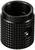 Ein schwarzes, zylindrisches Adapterstück mit Rändelung und seitlichem Gewindeanschluss.