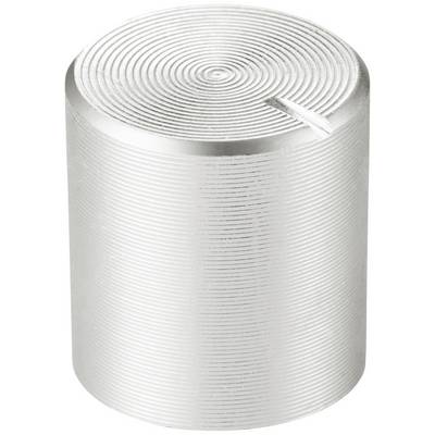 Ein zylinderförmiger Aluminiumblock mit gerippter Oberfläche und einer Kerbe an der Oberseite.