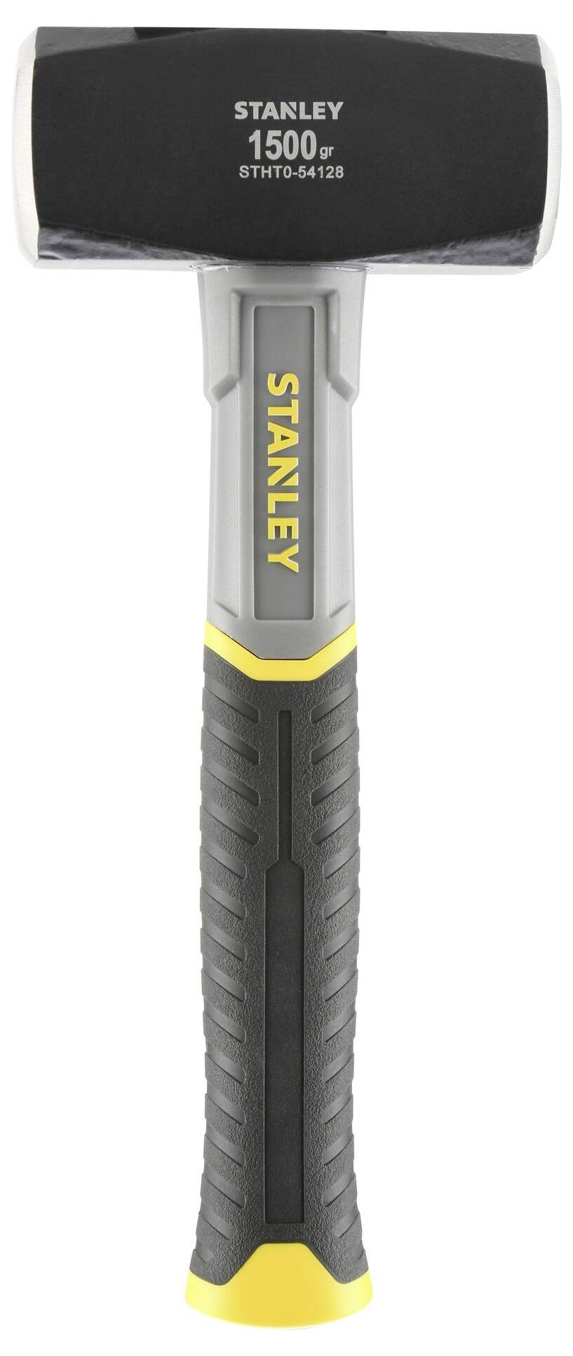 Ein Hammer mit schwarzem Kopf und gelbem Griff, der Aufschrift 'STANLEY 1500g' zeigt.