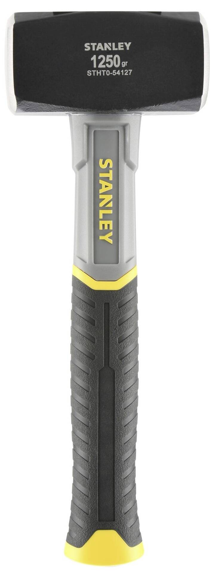 Vorschlaghammer mit Schriftzug 'STANLEY 1250 gr'. Robuster Metallkopf und griffiger, schwarz-gelber Griff geeignet für schwere Arbeiten.
