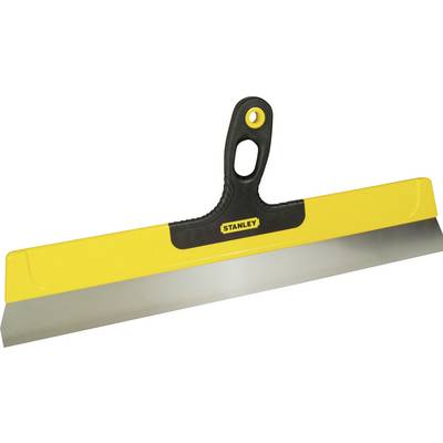 Ein gelber Spachtel mit schwarzem Griff und einer Metallkante. Der Markenname 'Stanley' ist auf der Vorderseite zu sehen.