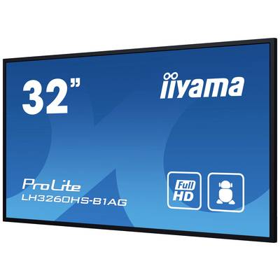 Ein 32-Zoll-Display mit der Aufschrift 'iiyama ProLite LH3260HS-B1AG', Full-HD-Auflösung und einem Symbol für einen Lautsprecher.