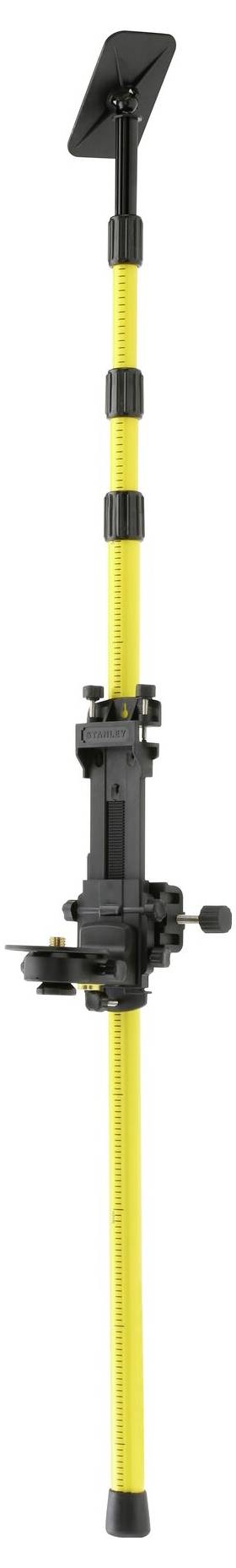 Gelber, verstellbarer Geschirrhalter mit schwarzem Drehmechanismus, geeignet für Schränke oder Regale zur besseren Organisation.