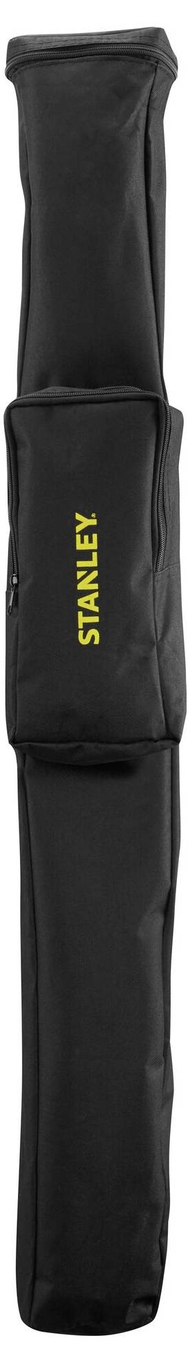 Schwarze Werkzeugtasche mit gelbem 'STANLEY'-Logo in der Mitte, länglich, mit mehreren Reißverschlüssen.