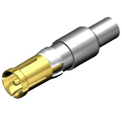 Stiftkontakt mit goldener und silberner Oberfläche, technische Komponente für elektrische Verbindungen und Steckverbindungen.