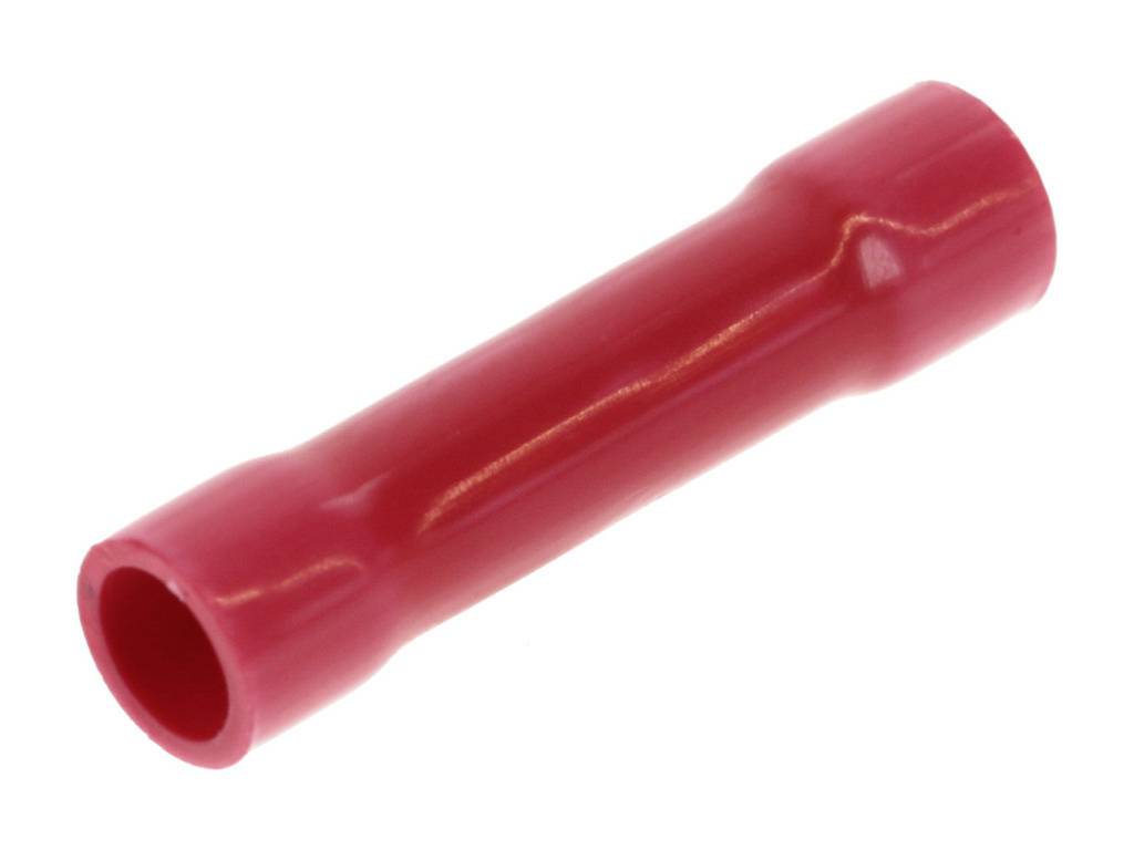Rotes isoliertes Kabelverbindungselement, zylindrisch geformt, für elektrische Verdrahtung.