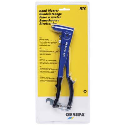 'Aluminium-Handnietzange NTS von Gesipa in einer Plastikverpackung. Geeignet für 3mm bis 5mm Nieten, mit Ergonomiegriff.'