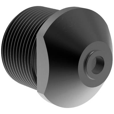Ein schwarzer, zylindrischer Metallstecker mit Gewinde und einer leicht konischen Spitze. Geeignet zur Verwendung in mechanischen Verbindungen.