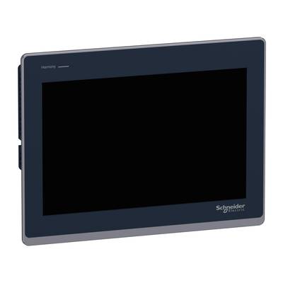 Touchpanel der Marke Schneider Electric, Modell Harmony, mit einem schwarzen Display und einem dünnen Rahmen.