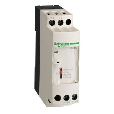 Schütz von Schneider Electric, Modell RM17TG20, weiß, mit grünem Logo und zwei Anschlüssen oben, geeignet für elektrische Steuerungen.