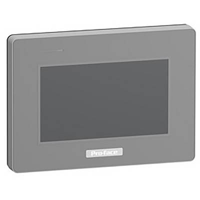 Ein rechteckiger, grauer Touchscreen-Monitor mit einem schwarzen Bildschirm und dem Logo 'Pro-face' unten in der Mitte.
