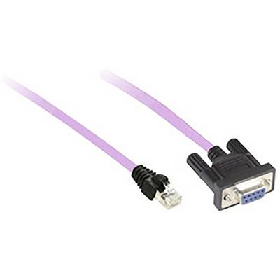 Rosaes Computerkabel mit RJ-45-Stecker auf der linken Seite und einem VGA-Stecker auf der rechten Seite, verbunden zur Datenübertragung.