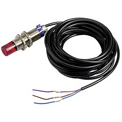 Metallsensor mit roter Spitze und mehreren Drähten, die aus einem schwarzen Kabel hervorgehen. Geeignet für industrielle Anwendungen.