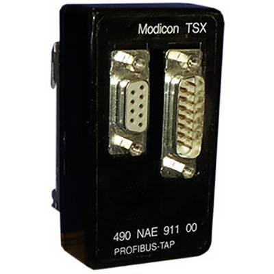 'Modicon TSX PROFIBUS-TAP-Modul mit zwei Steckverbindern. Modell 490 NAE 911 00.'